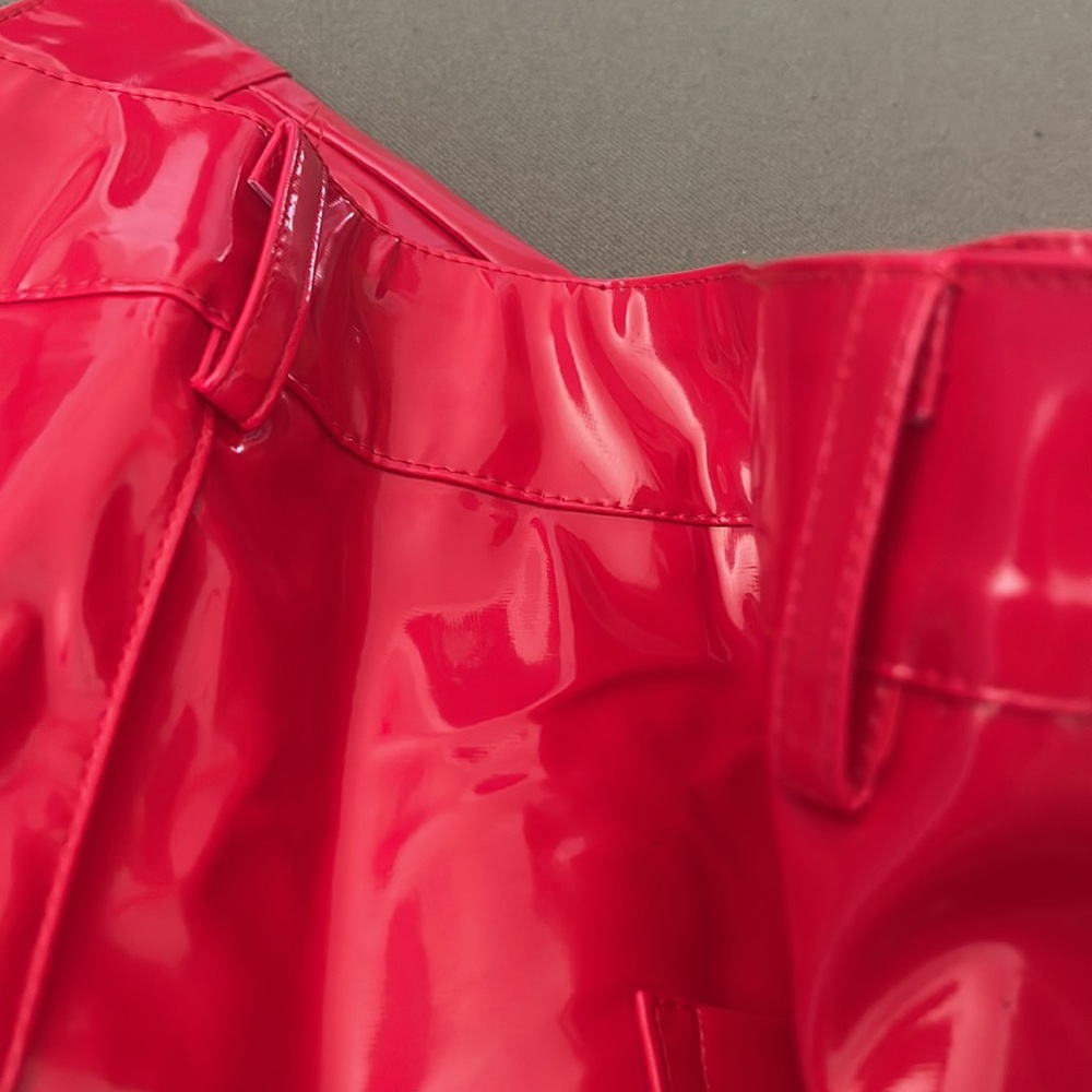 PRETTY little THING  metalic red color Hi-RISE  Size 14” Womens pants - Picture 13 of 15